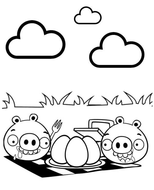 Angry Birds coloring page pigs having grill