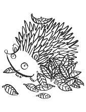 Hedgehog and leaves on mini coloring page