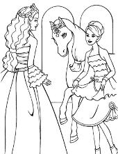 Barbie with horse coloring page