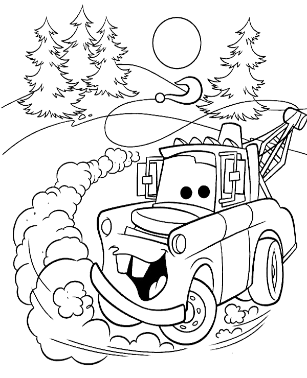 Coloring illustration for free with Tow Mater