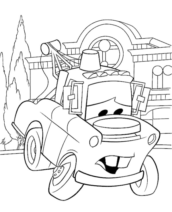 Sad Mater on coloring page