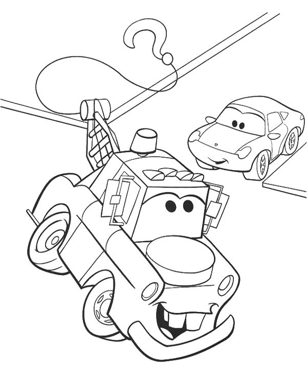 Quality coloring page with Mater and McQueen