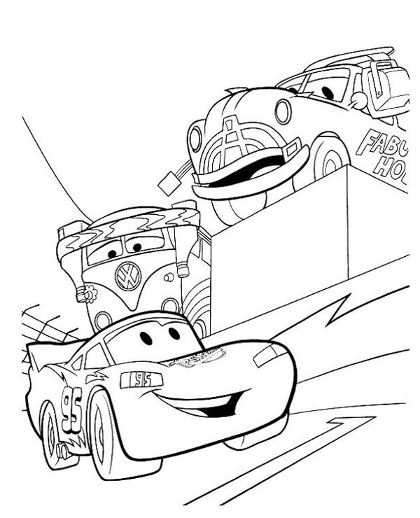 Fillmore and Lightning McQueen coloring page