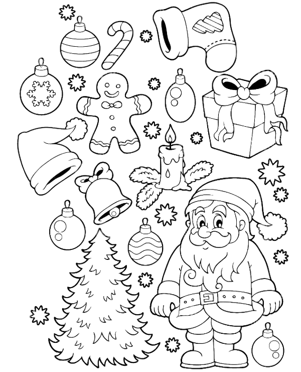 Christmas gadgets on coloring page