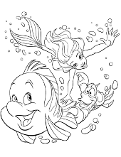 Little mermaid and fish