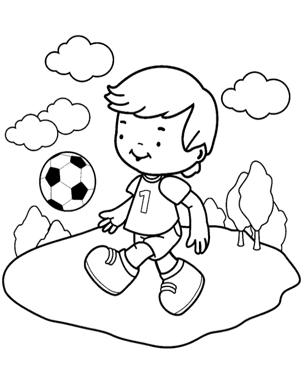 Boy playing ball coloring page