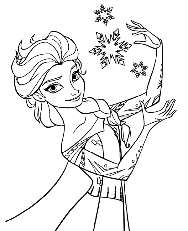 Frozen magic coloring page to print online