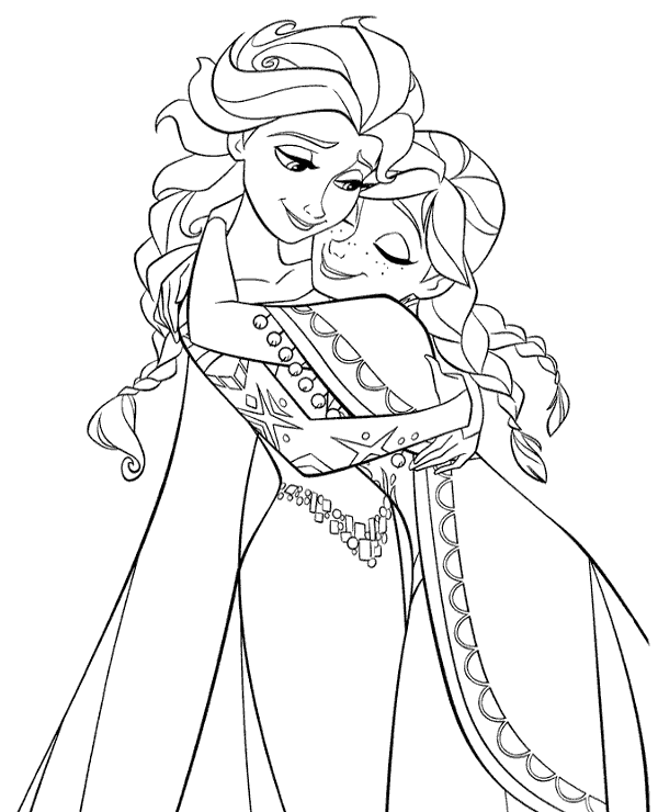 Frozen Anna and Elsa coloring page