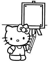 Printable coloring page with Hello Kitty