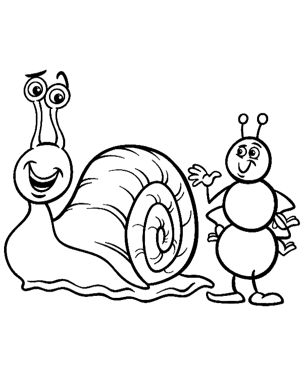 Snail with a friend coloring page