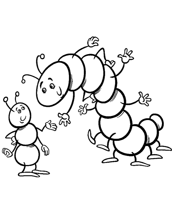 Picture to color with two happy bugs