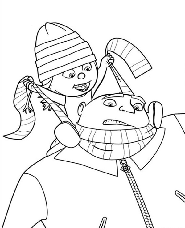 Agnes and Gru coloring page