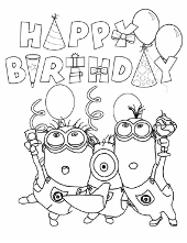 Happy Birthday Minion Coloring Pages To Print