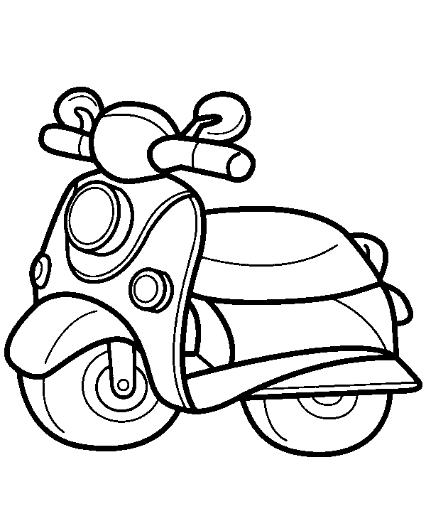 Scooter easy coloring page for kids 