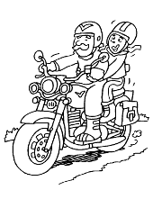 Ridink on motorcycle colouring page