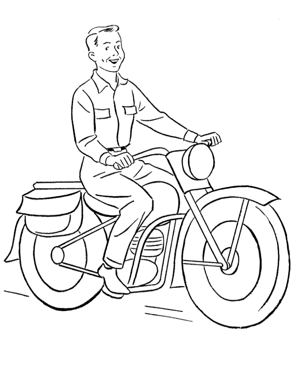 Motorbiker prinatble coloring page