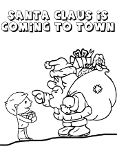 Santa and a boy on coloring image