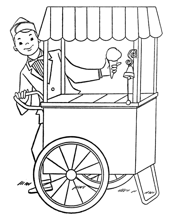 Ice-cream vendor coloring page