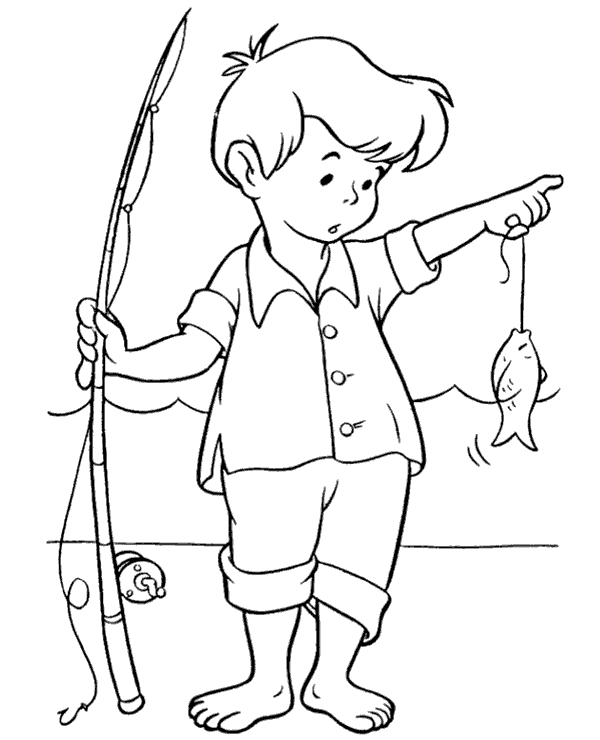 Boy fishing by the sea