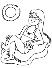 Sunbathing printable picture to color