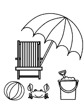 Beach items coloring pages
