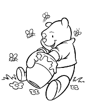 Winnie the Pooh coloring pages Winnie eating honey
