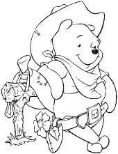 Pooh coloring pages Winnie as a cowboy