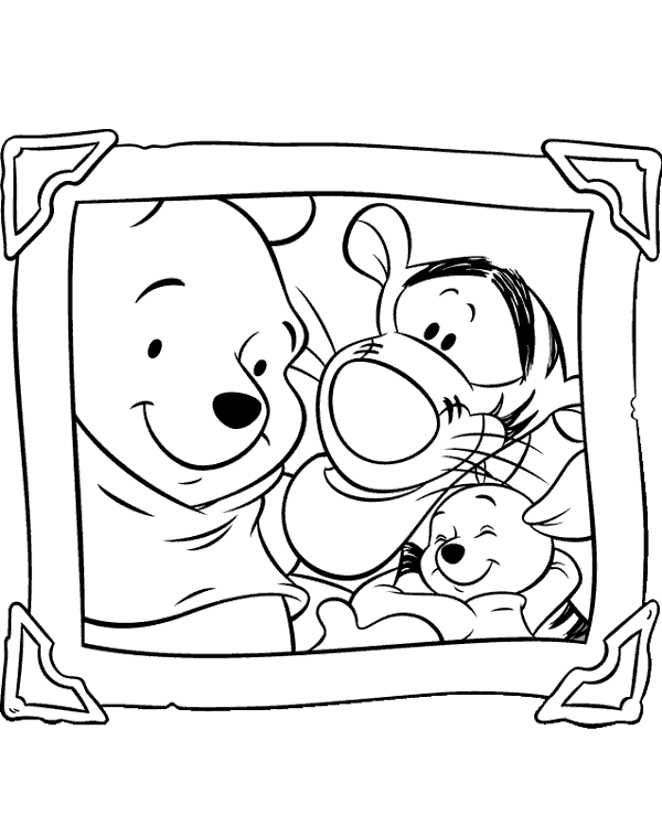Winnie the pooh with Tiger and Piglet coloring page