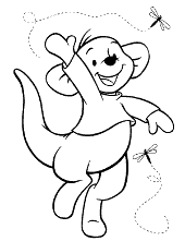 Pooh coloring sheets with a happy Roo