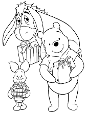 Winnie the Pooh coloring pages with Winnie piglet and Eeyore