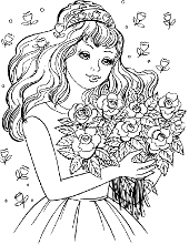 Girl bucket of flowers
