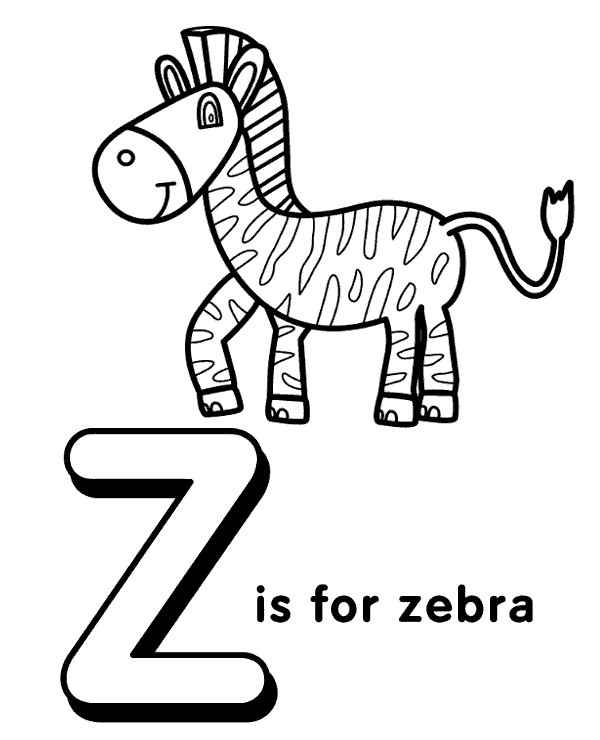 Letter z education coloring page