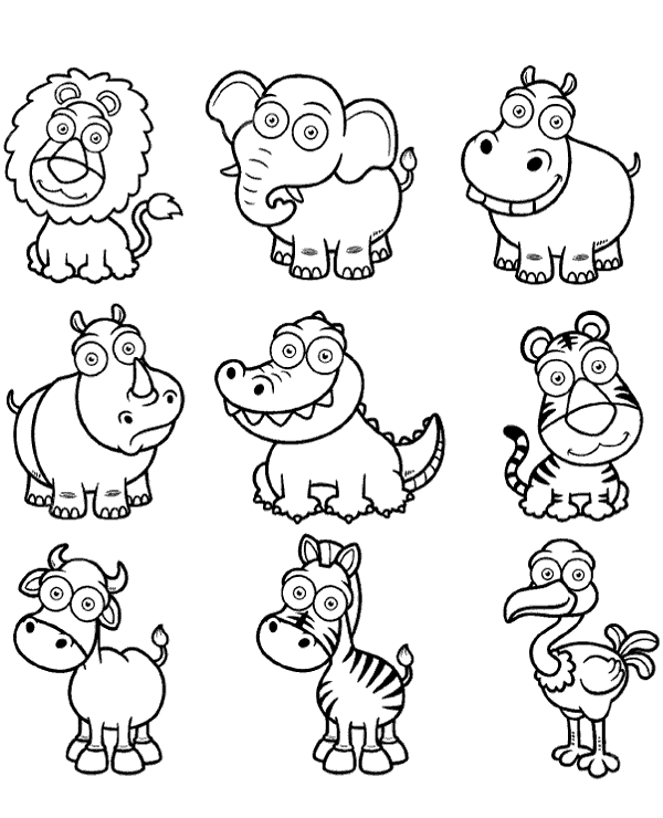 Easy coloring page with animals
