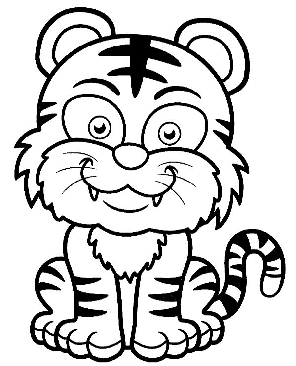 Small tiger coloring page animal