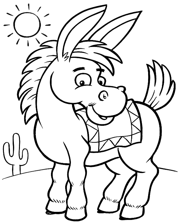 Mexican donkey coloring page sheet