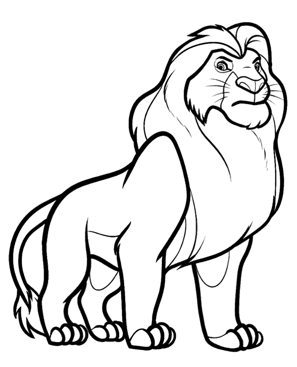 Lion coloring sheet cartoon style