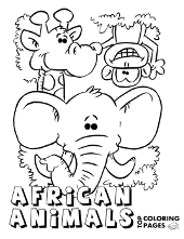 Three animals on one coloring page