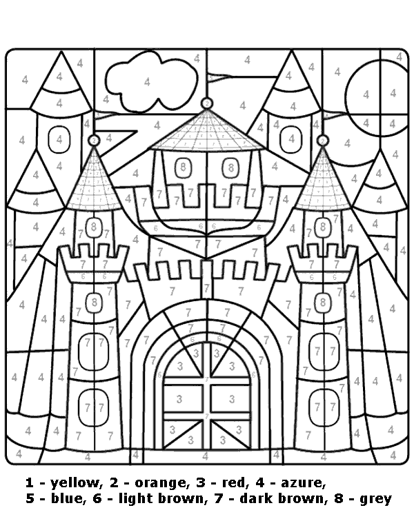 Worksheet color by number castle