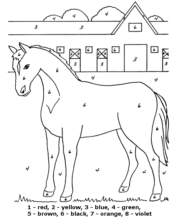 Horse village coloring page