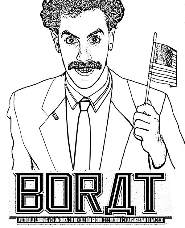 Borat coloring page, sheet