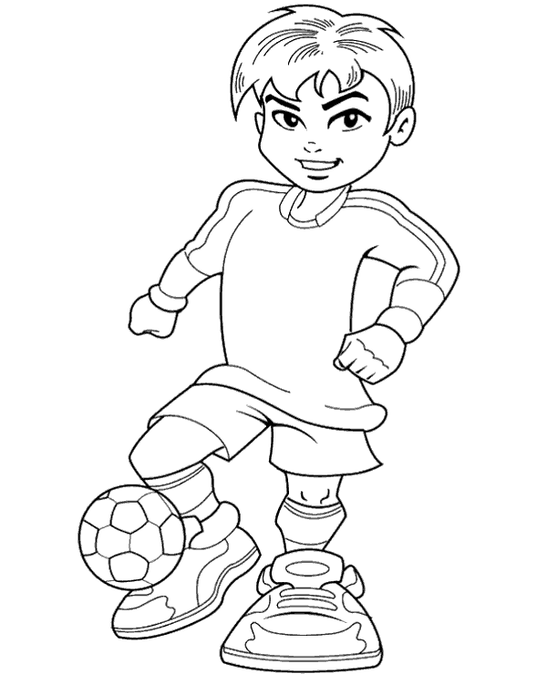 Boy football player colouring sheet