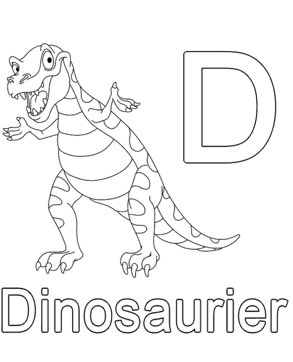 Dinosaurier Letter D German alphabet worksheet for kids