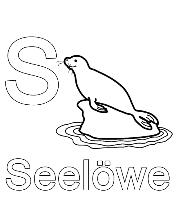 Letter S German alphabet coloring worksheet for kids