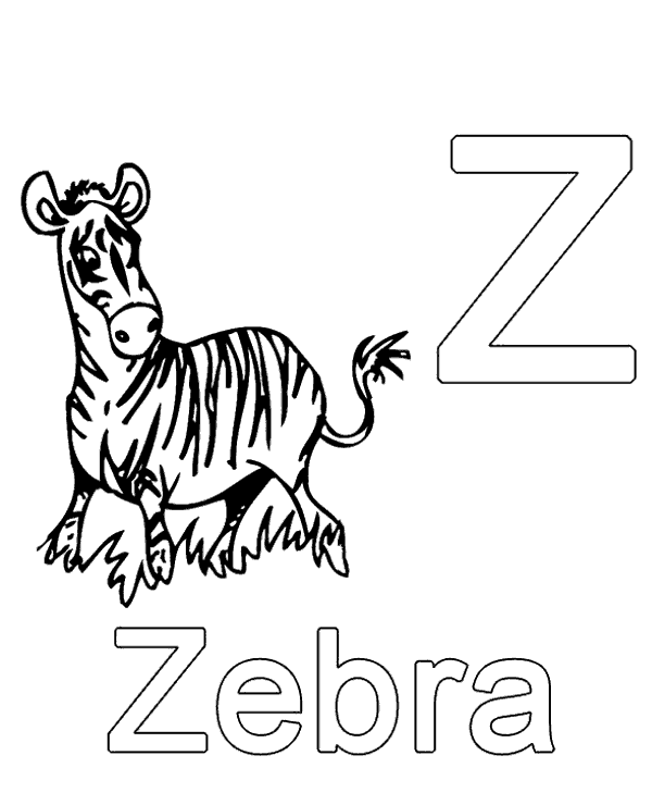 Z for zebra - German vocabulary printable picture