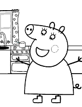 Mum Pig in kitchen