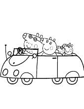 Family trip in car coloring pages