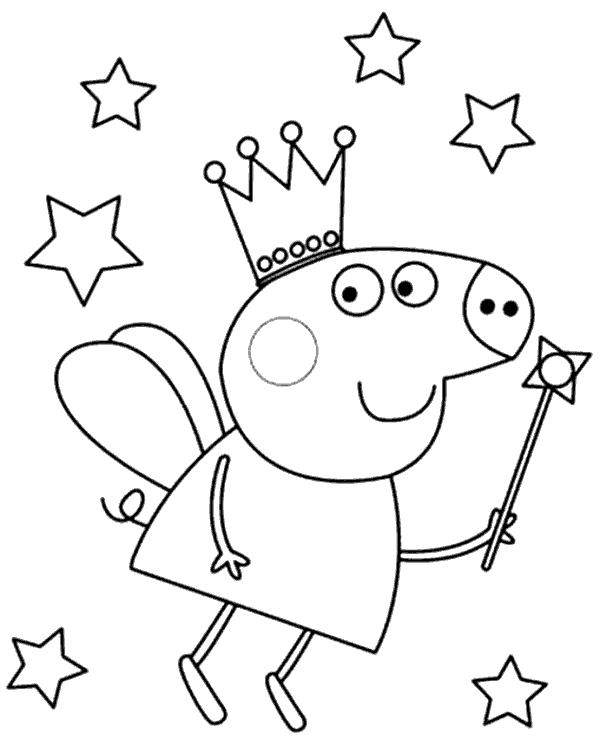 Piggy fairy coloring picture page