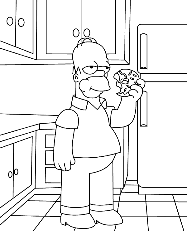 Download Homer Simpson with doughnut coloring page - Topcoloringpages.net