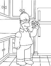 Homer eats doughnut coloring page