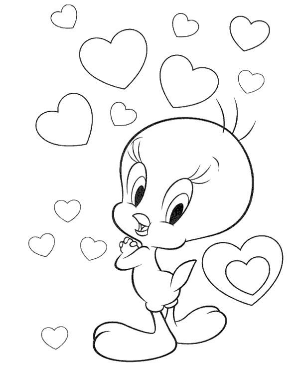 Lovely canary Tweety coloring page